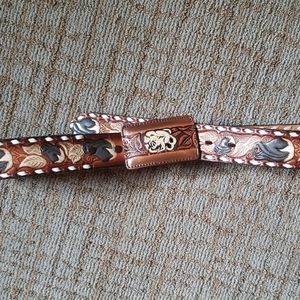 Hand painted leather belt